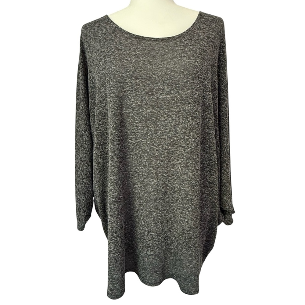 Bryn Walker Dolman Sweater Linen Blend Scoop Neck Heather Gray Oversized Large